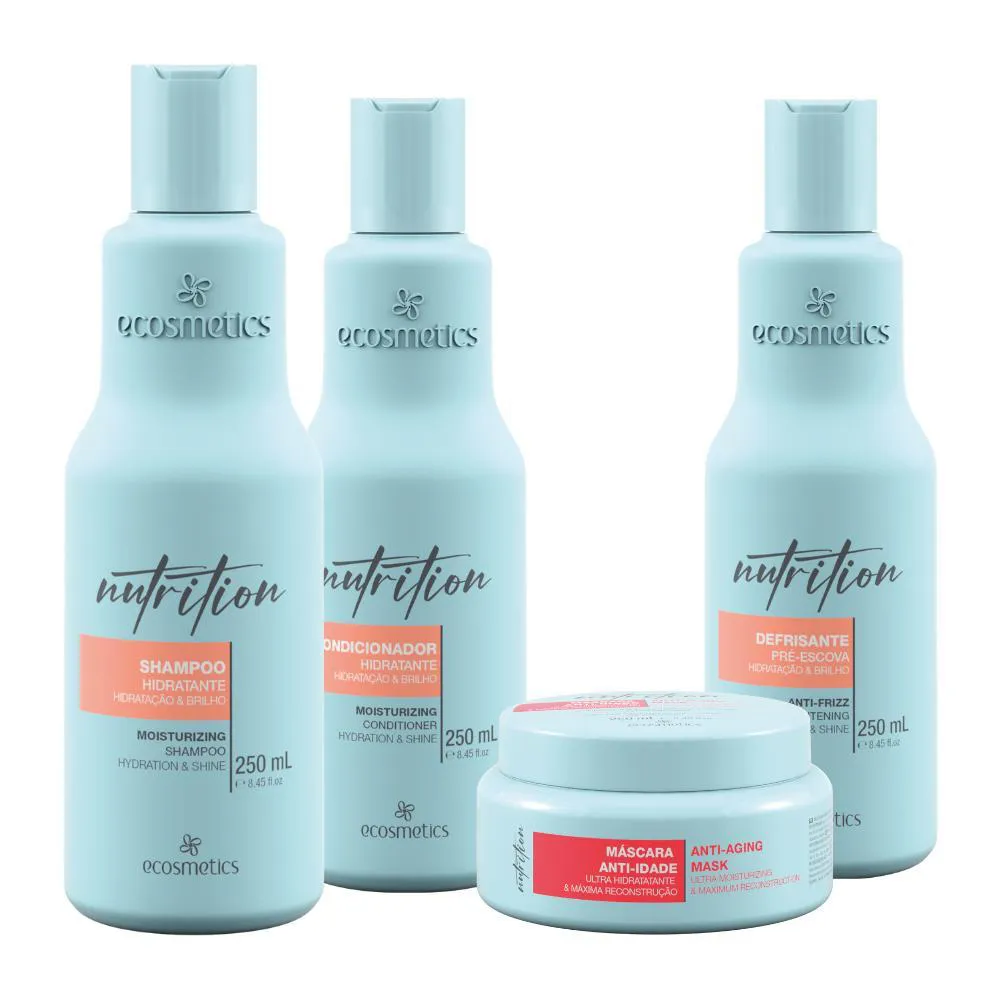 KIT ECOSMETICS NUTRITION SH, COND, DEFRISANTE, MáSCARA 250ML