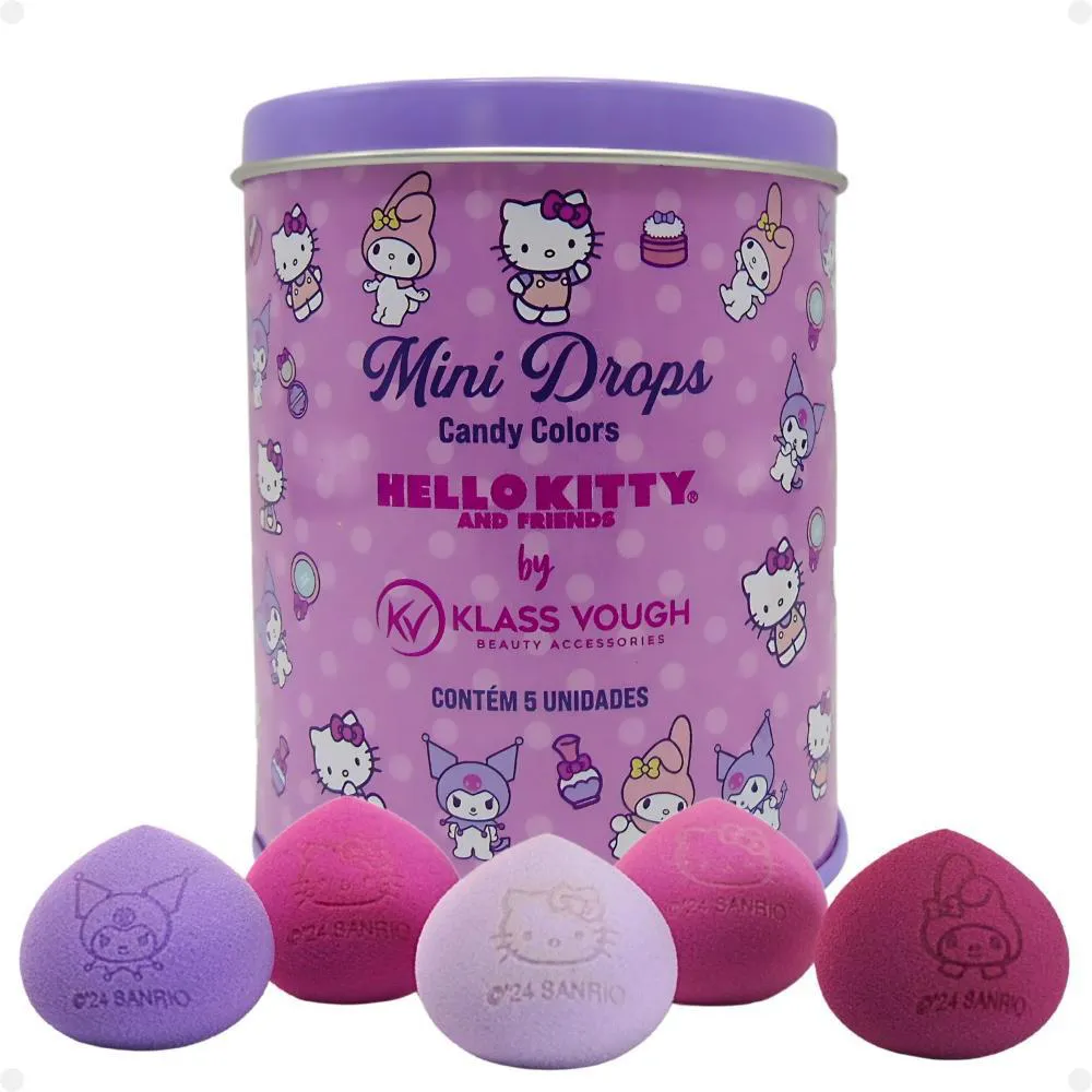 KIT DE ESPONJAS MINI GOTA HELLO KITTY BY KLASS VOUGH MINI DROPS CANDY COLORS COM 5 UN PFHK-02
