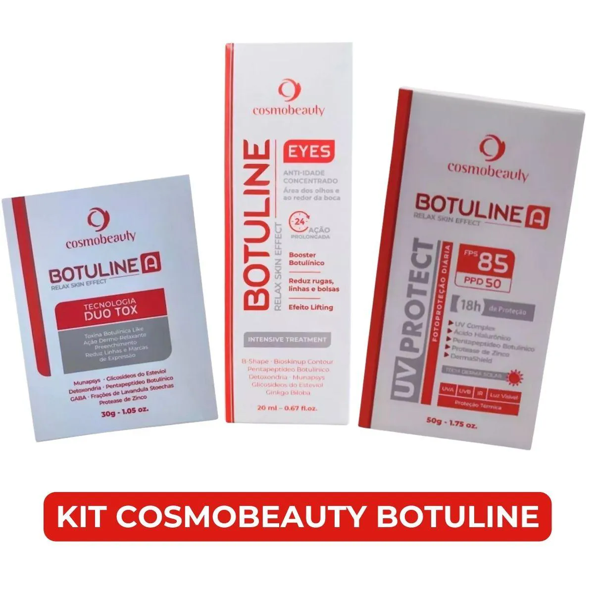 KIT COSMOBEAUTY 3 PRODUTOS BOTULINE EFEITO PROLONGADO SKIN CARE
