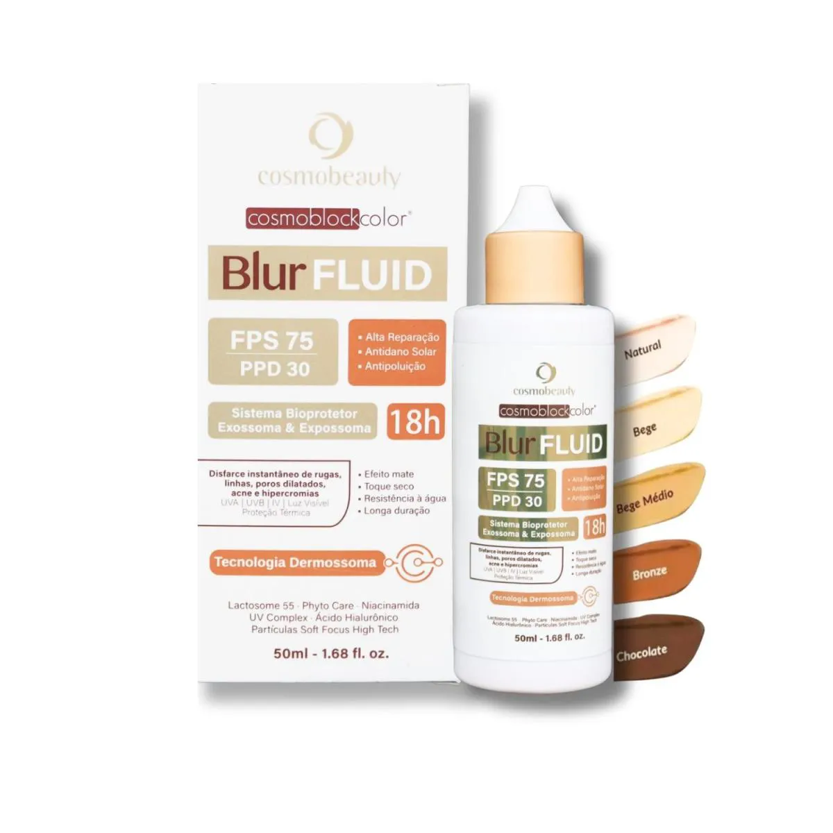 COSMOBEAUTY FILTRO SOLAR COSMOBLOCK COLOR BLUR FLUID FPS 75 Bege