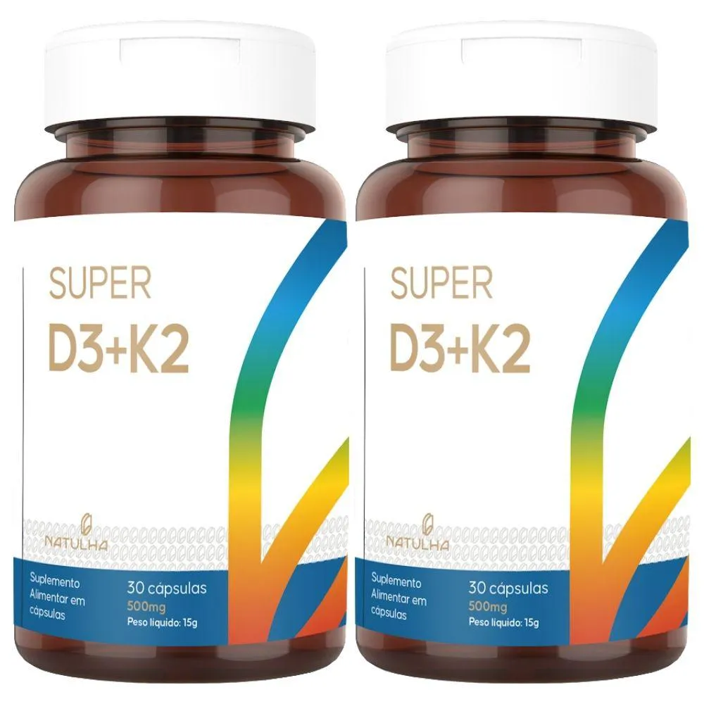 KIT 2X SUPER D3 + K2 (MK-7) 30 CáPSULAS - NATULHA