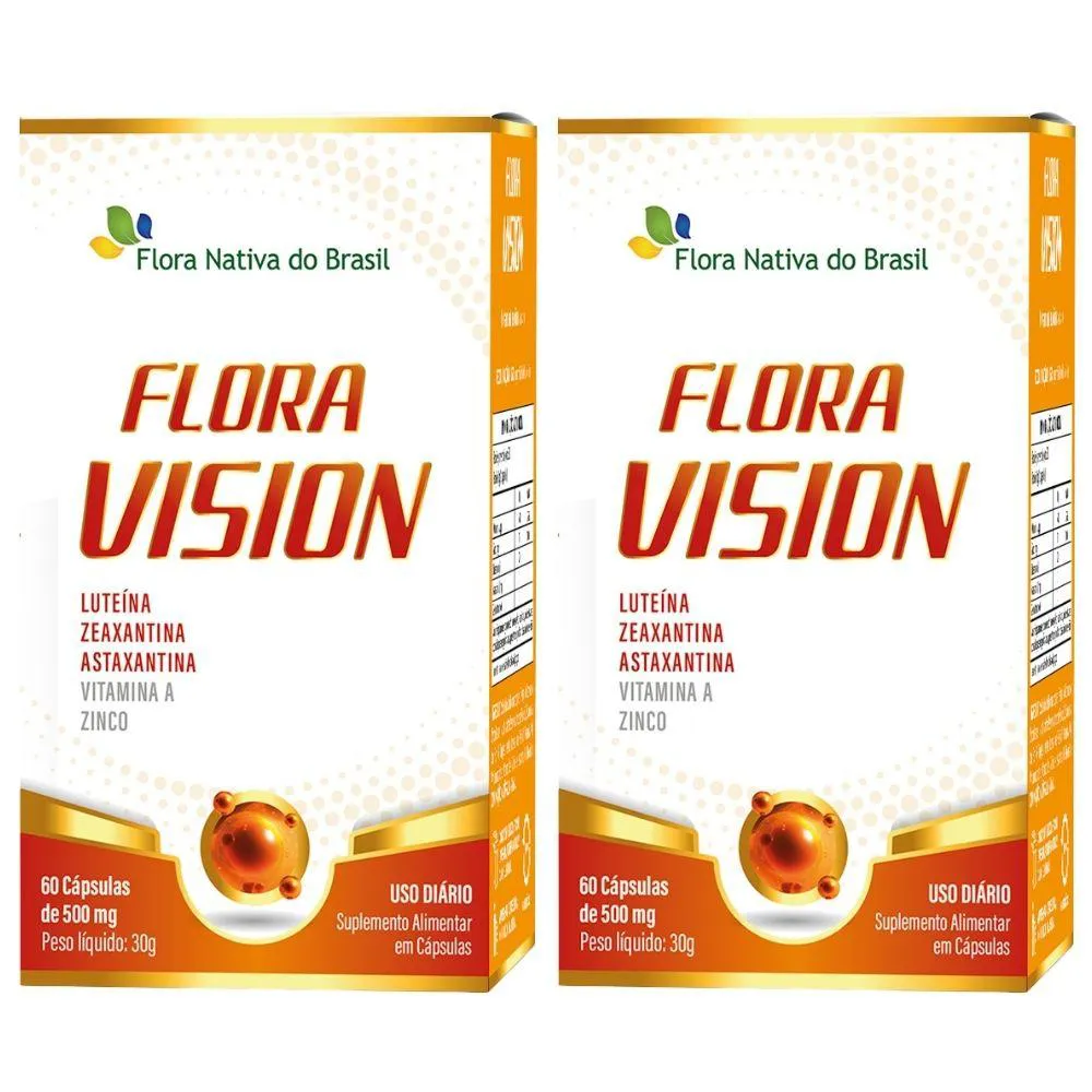 KIT 2X FLORAN VISION (LUTEíNA, ASTAXANTINA, ZEAXANTINA E VITAMINAS) 60 CáPS - FLORA NATIVA