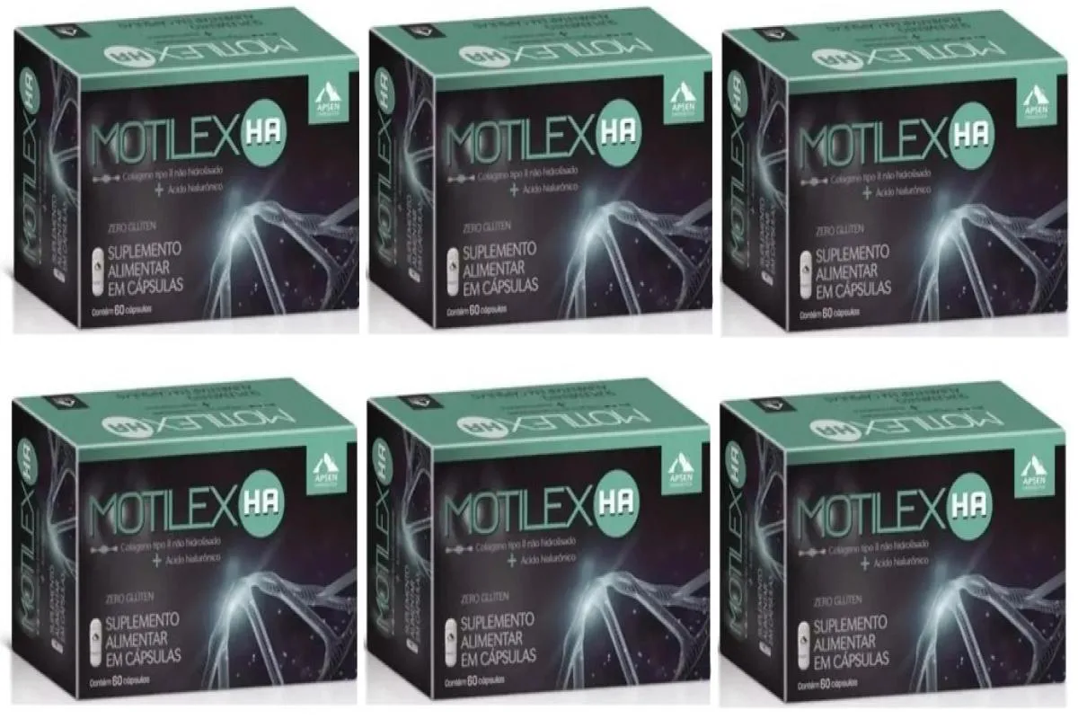 MOTILEX HA KIT C/6 CAIXAS C/60 CÁPSULAS CADA - COLÁGENO TIPO 2 NÃO HIDROLISADO + ÁCIDO HIALURÔNICO PURO