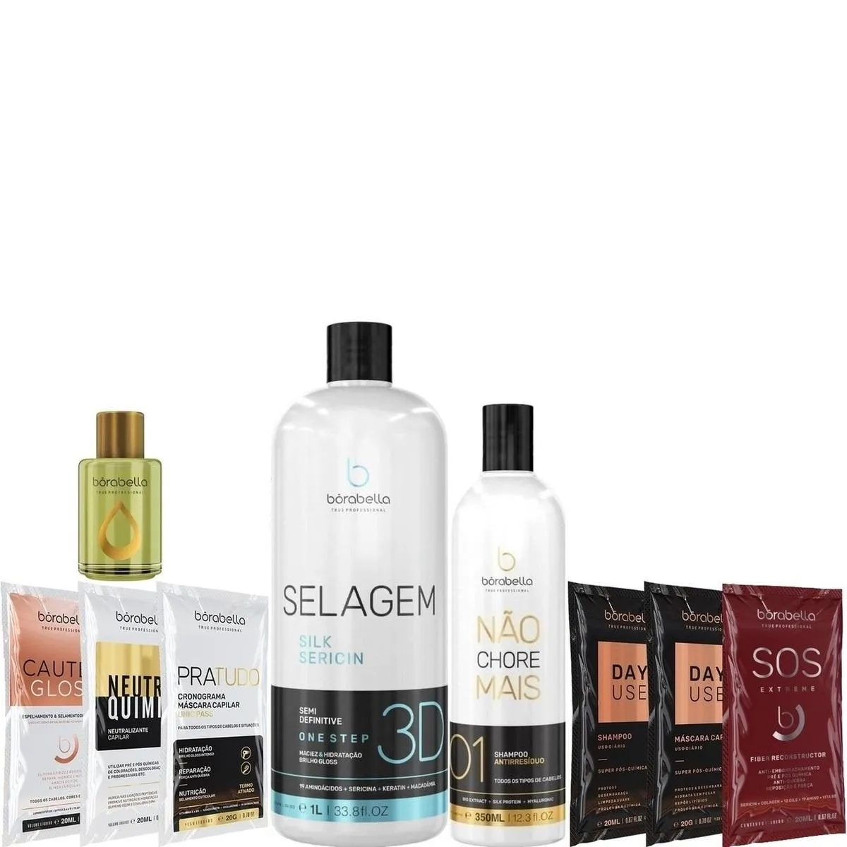 BORABELLA SELAGEM 1L + SHAMPOO 350ML + ARGAN 7ML + SACHêS