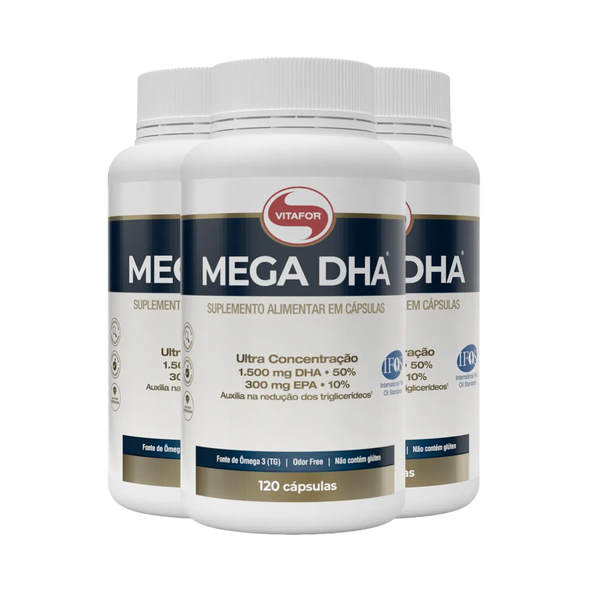 Kit 3 Mega DHA 1500mg Vitafor 120 Cápsulas