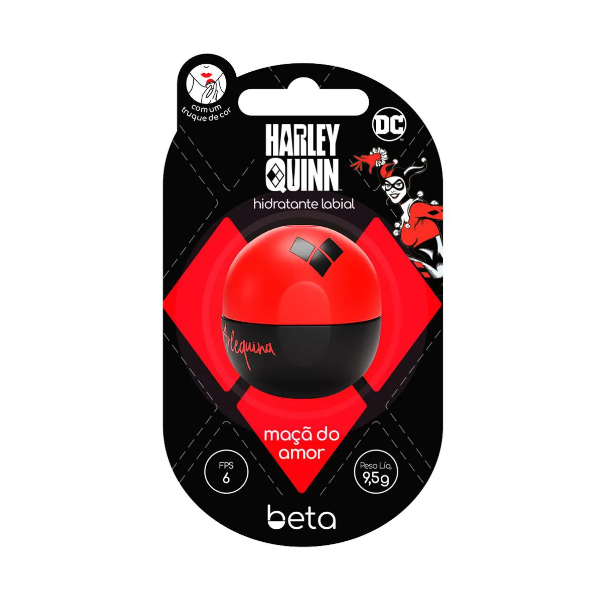 Hidratante Labial Beta Arlequina Maçã do Amor Vermelho 9,5g