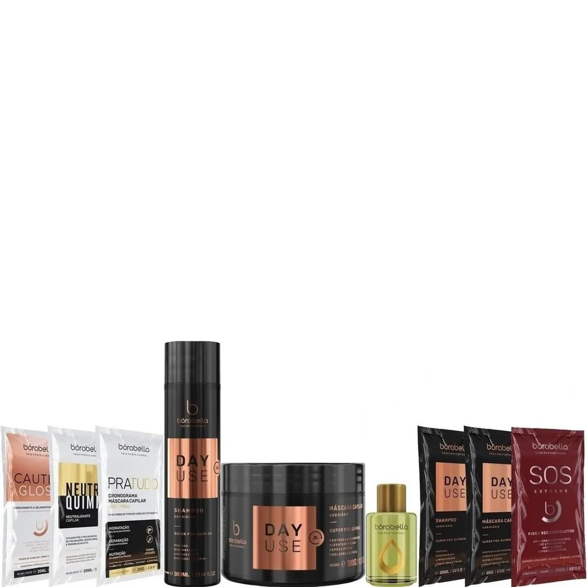 BORABELLA KIT PóS QUíMICA DAY USE + ÓLEO ARGAN 7ML + SACHêS
