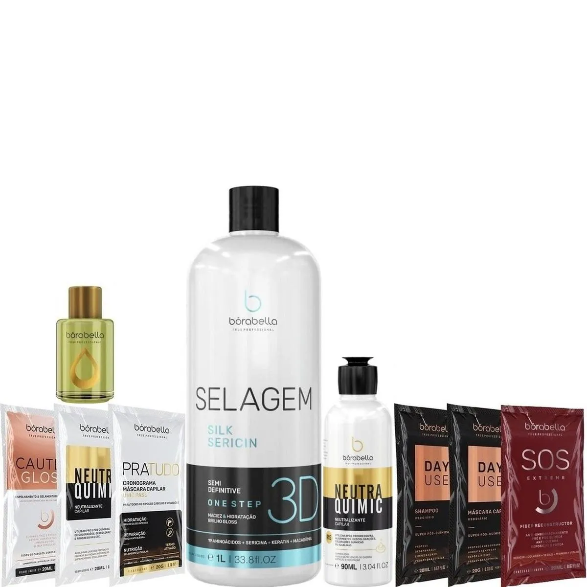 BORABELLA SELAGEM  3D 1L + NEUTRAQUIMIC 90ML + ARGAN + SACHê