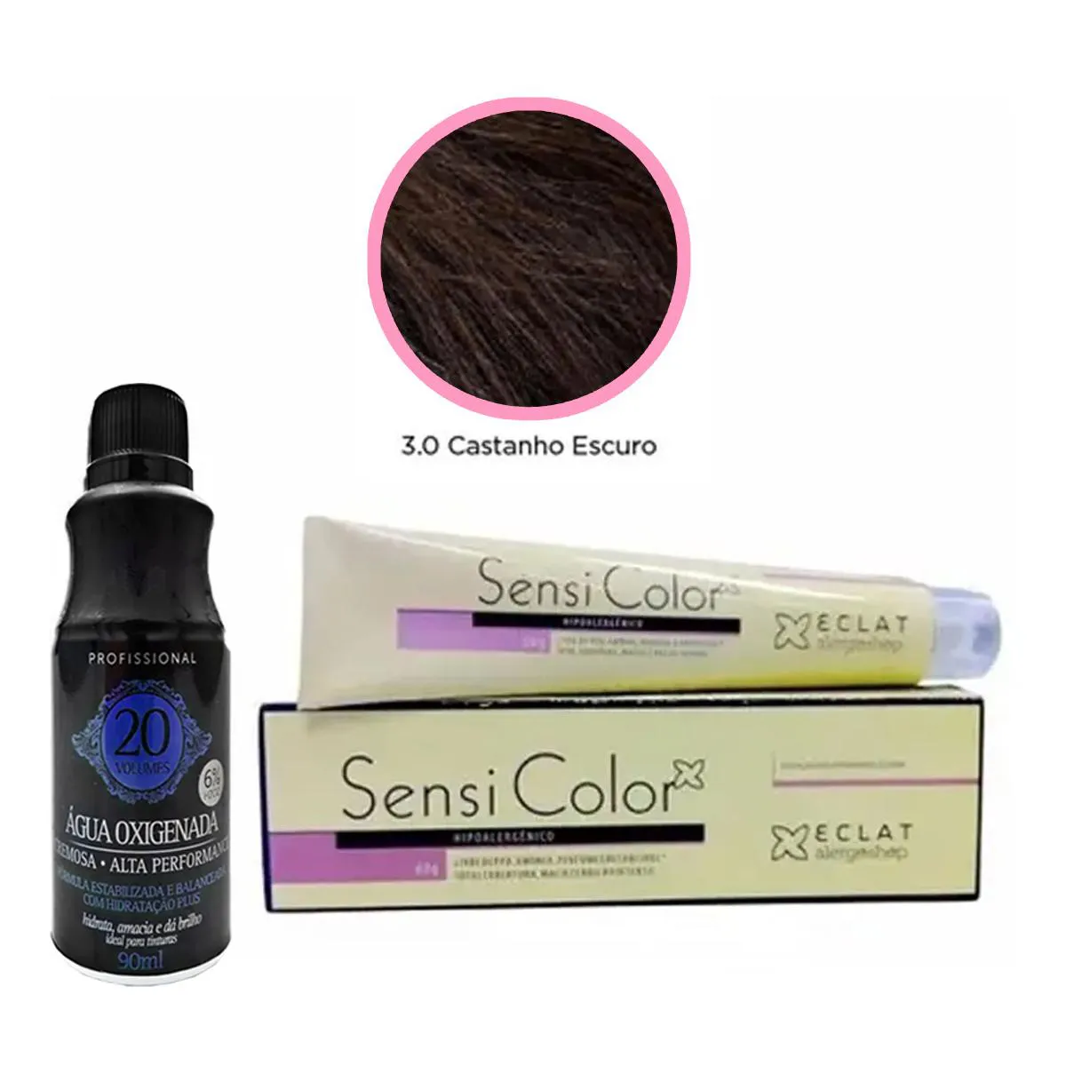 TINTA SENSI COLOR ALERGOSHOP 3.0 CASTANHO ESCURO + OX