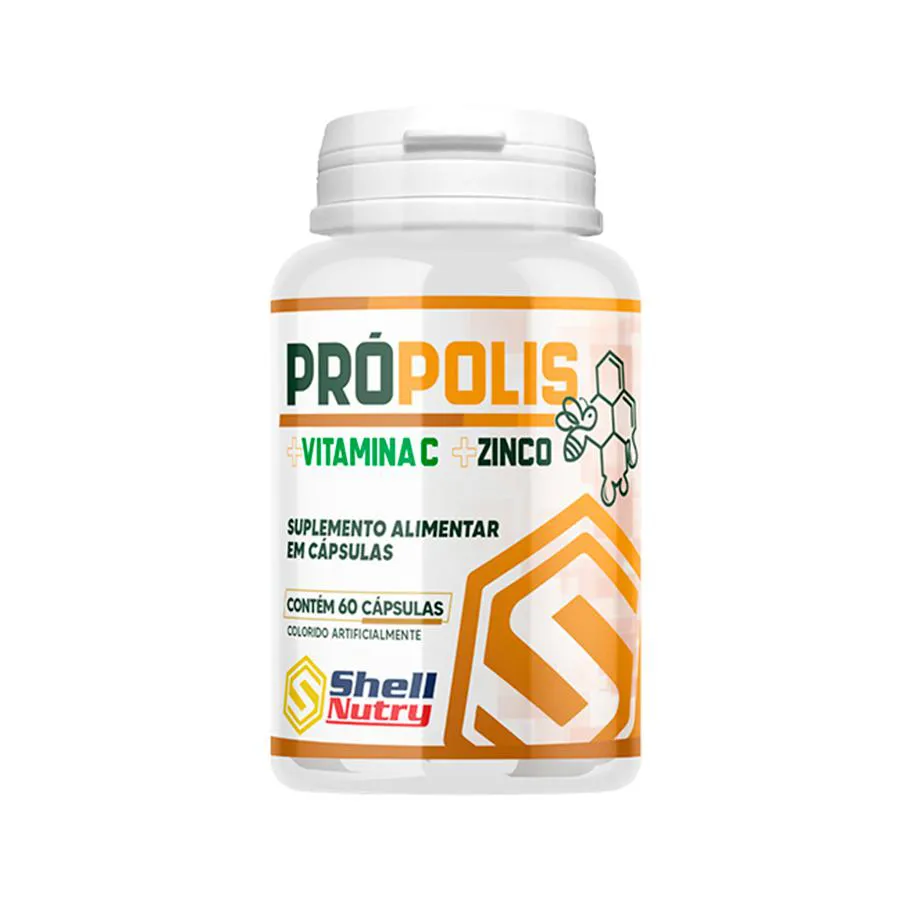 PRóPOLIS E ZINCO + VITAMINA C COM 60 CáPSULAS SHELL NUTRY