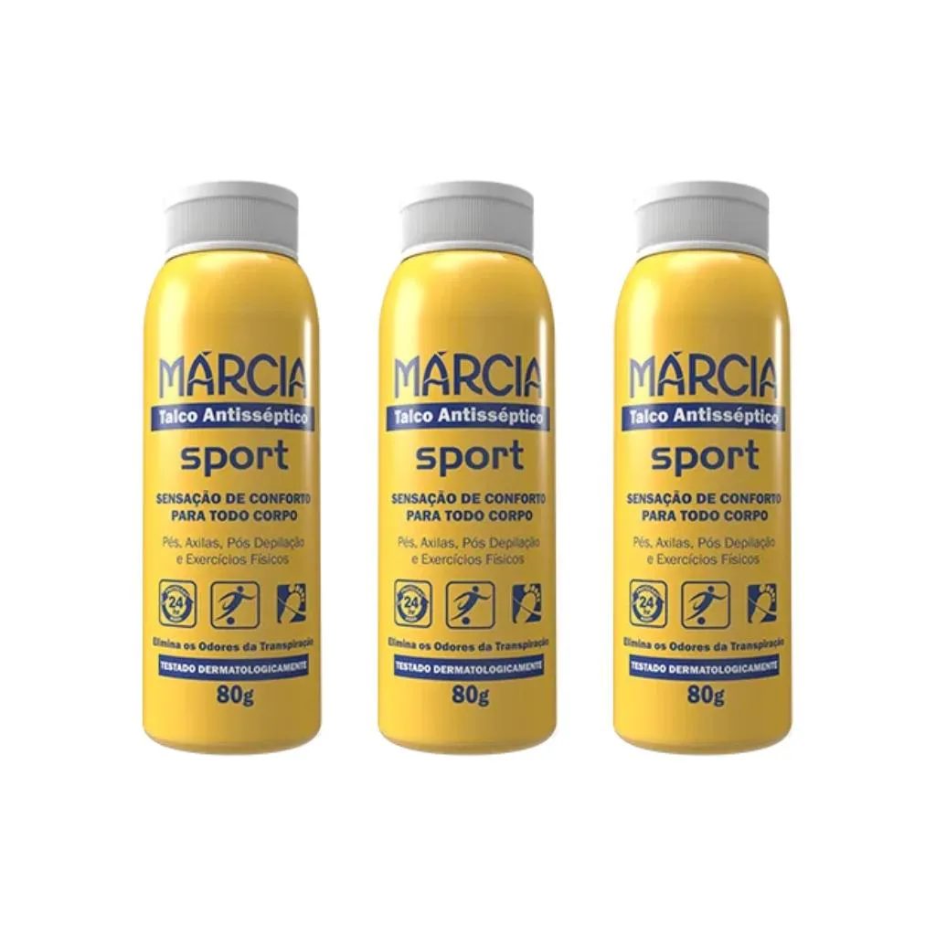 TALCO ANTISSEPTICO MARCIA SPORT 80G - KIT C/ 3UN