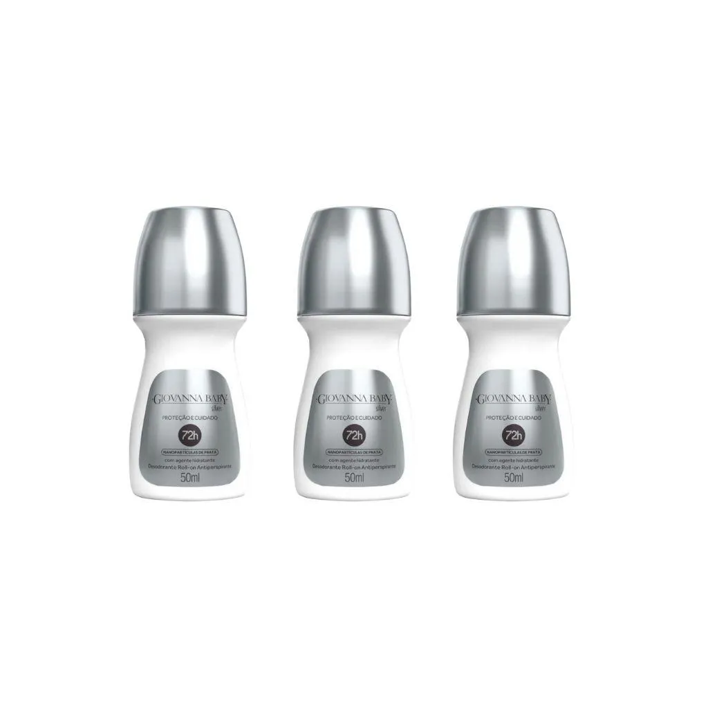 DESODORANTE ROLL-ON GIOVANNA BABY SILVER 50ML - KIT C/3UN