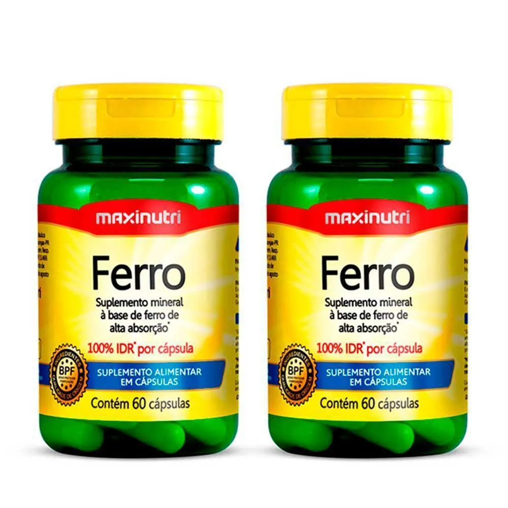 KIT 02 FERRO 100% IDR MAXINUTRI COM 60 CáPSULAS