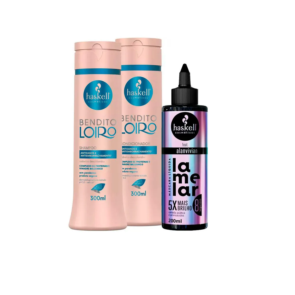 HASKELL SHAMPOO/COND BENDITO LOIRO 300ML + MáSCARA LAMELAR