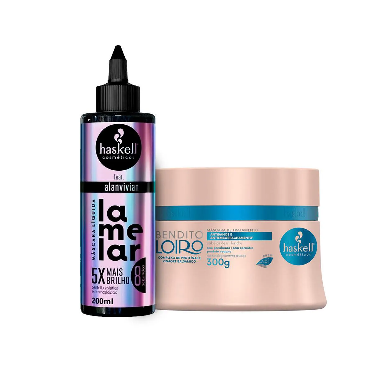 MáSCARA LíQUIDA HASKELL LAMELAR + MáSCARA BENDITO LOIRO 300G