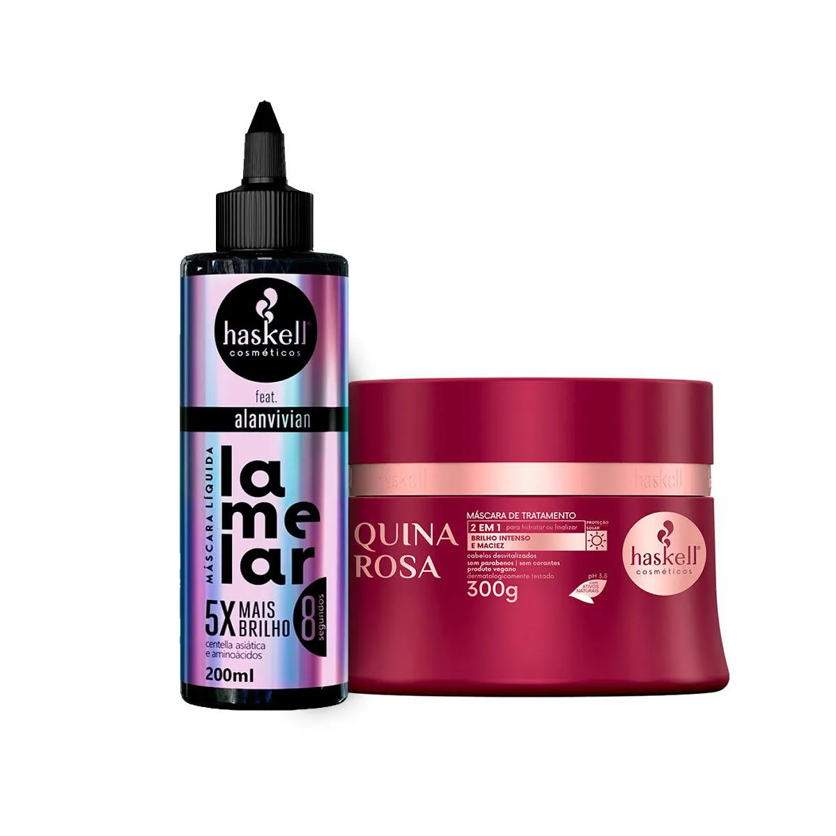 MáSCARA LíQUIDA HASKELL LAMELAR + MáSCARA QUINA ROSA 300G