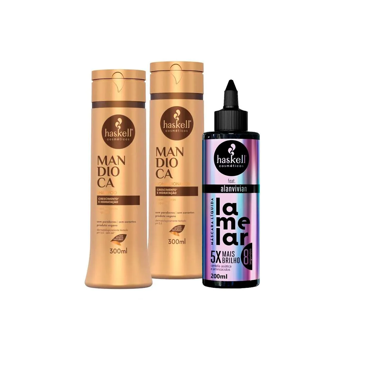 Kit Haskell Shampoo/Cond Mandioca 300Ml + Máscara Lamelar