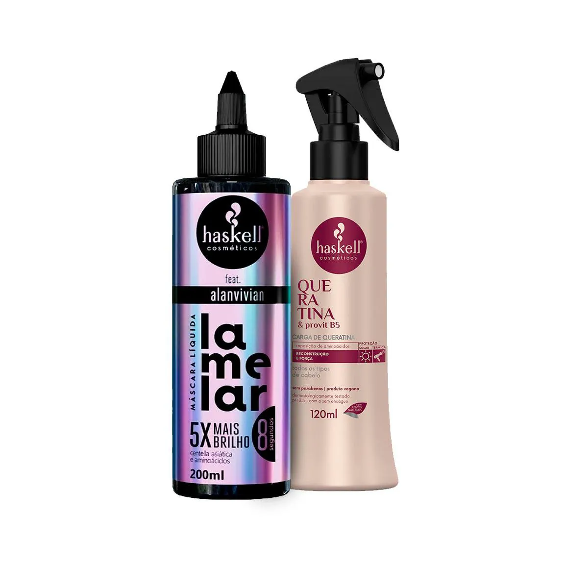MáSCARA LíQUIDA LAMELAR HASKELL 200ML + CARGA DE QUERATINA