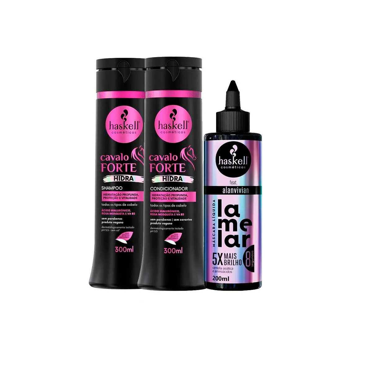 KIT HASKELL SHAMPOO/COND CAVALO HIDRA 300ML +MáSCARA LAMELAR