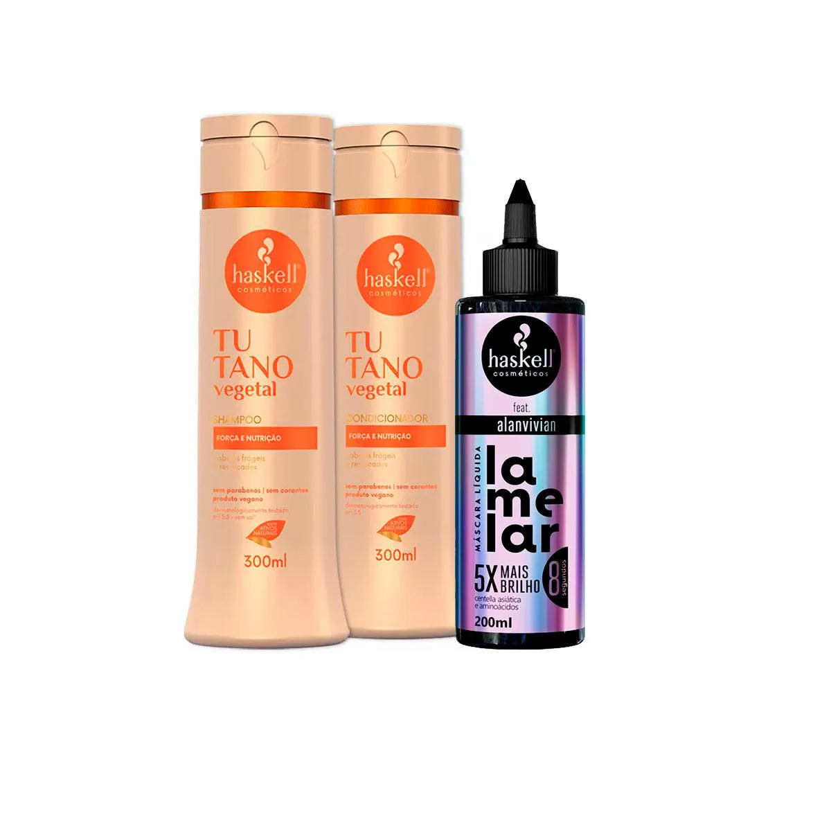 KIT HASKELL SHAMPOO/COND TUTANO 300ML + MáSCARA LAMELAR