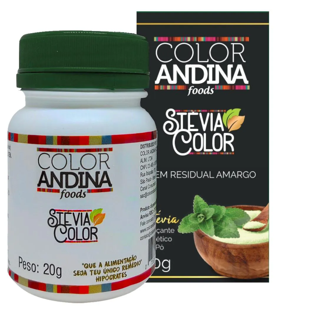 ADOçANTE STéVIA 20G  COLOR ANDINA 100% NATURAL ZERO AçúCARES COLOR ANDINA FOODS