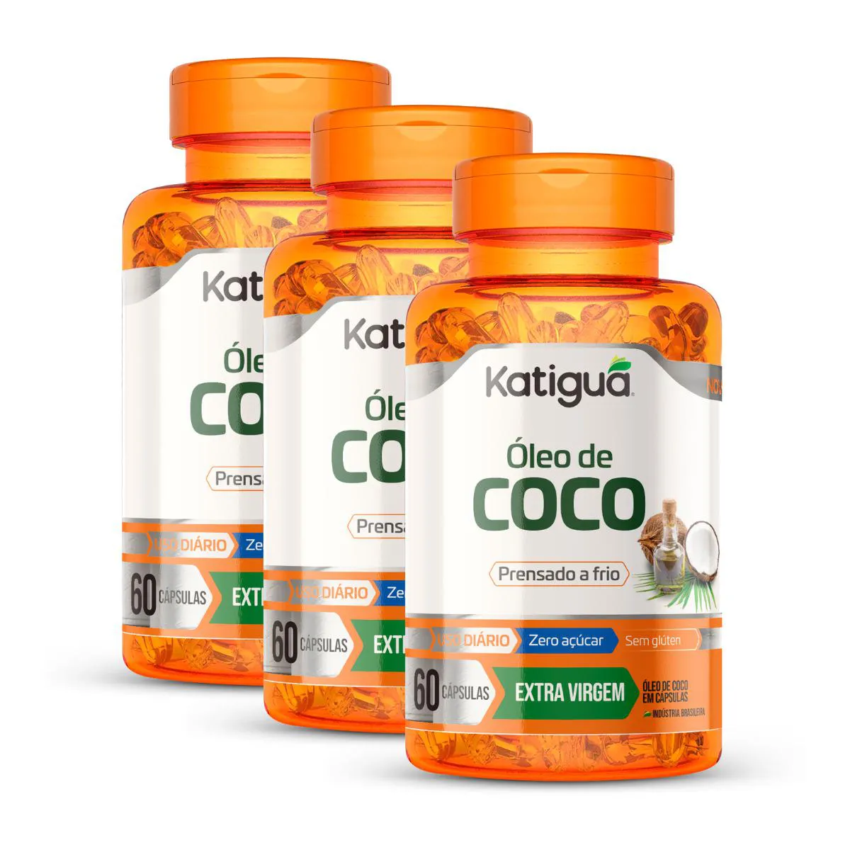 KIT 3 OLEO DE COCO 1000MG 60CAPS Natural