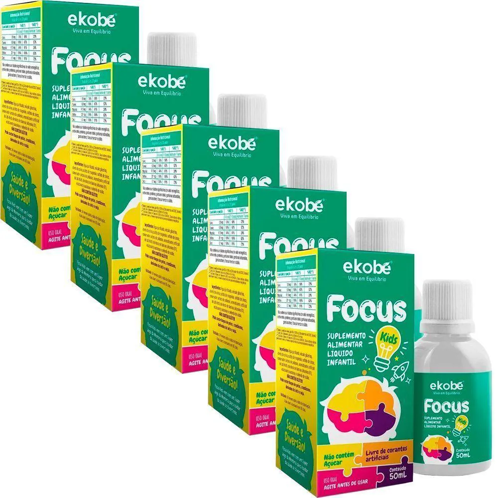 KIT 5X FOCUS KIDS SABOR TUTTI-FRUTTI 50ML EKOBé