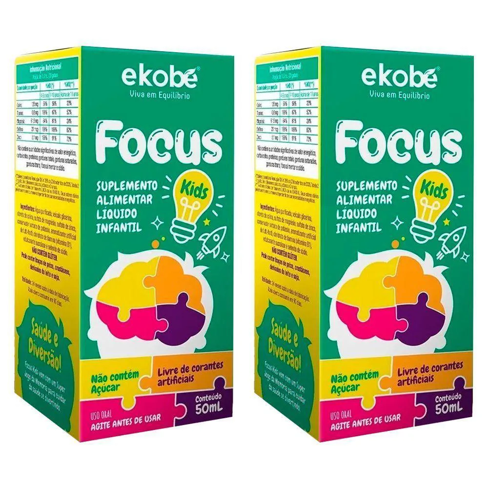 KIT 2X FOCUS KIDS SABOR TUTTI-FRUTTI 50ML EKOBé
