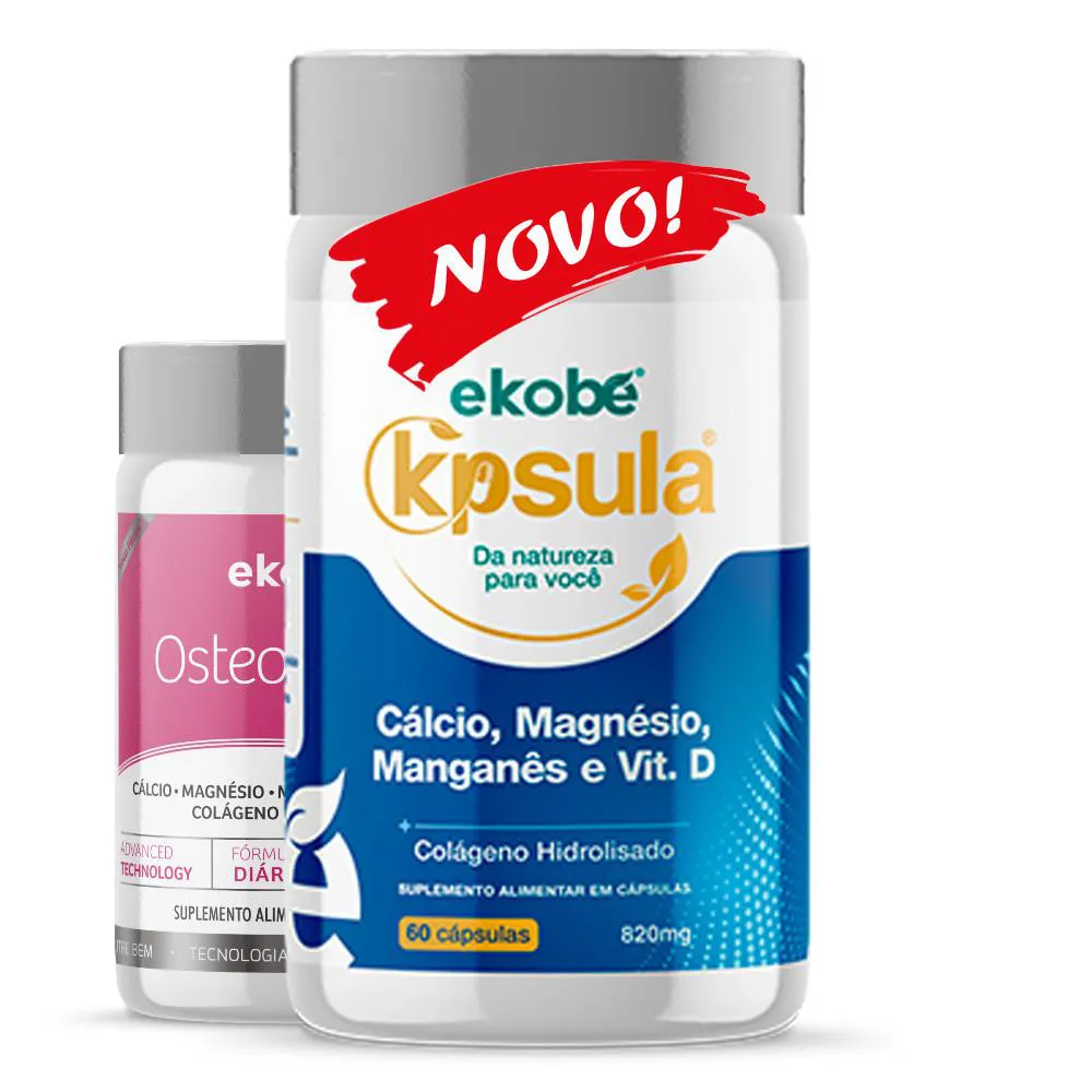 CáLCIO, MAGNéSIO, MANGANêS, VIT D + COLáGENO 60 CáPSULAS EKOBé Neutro