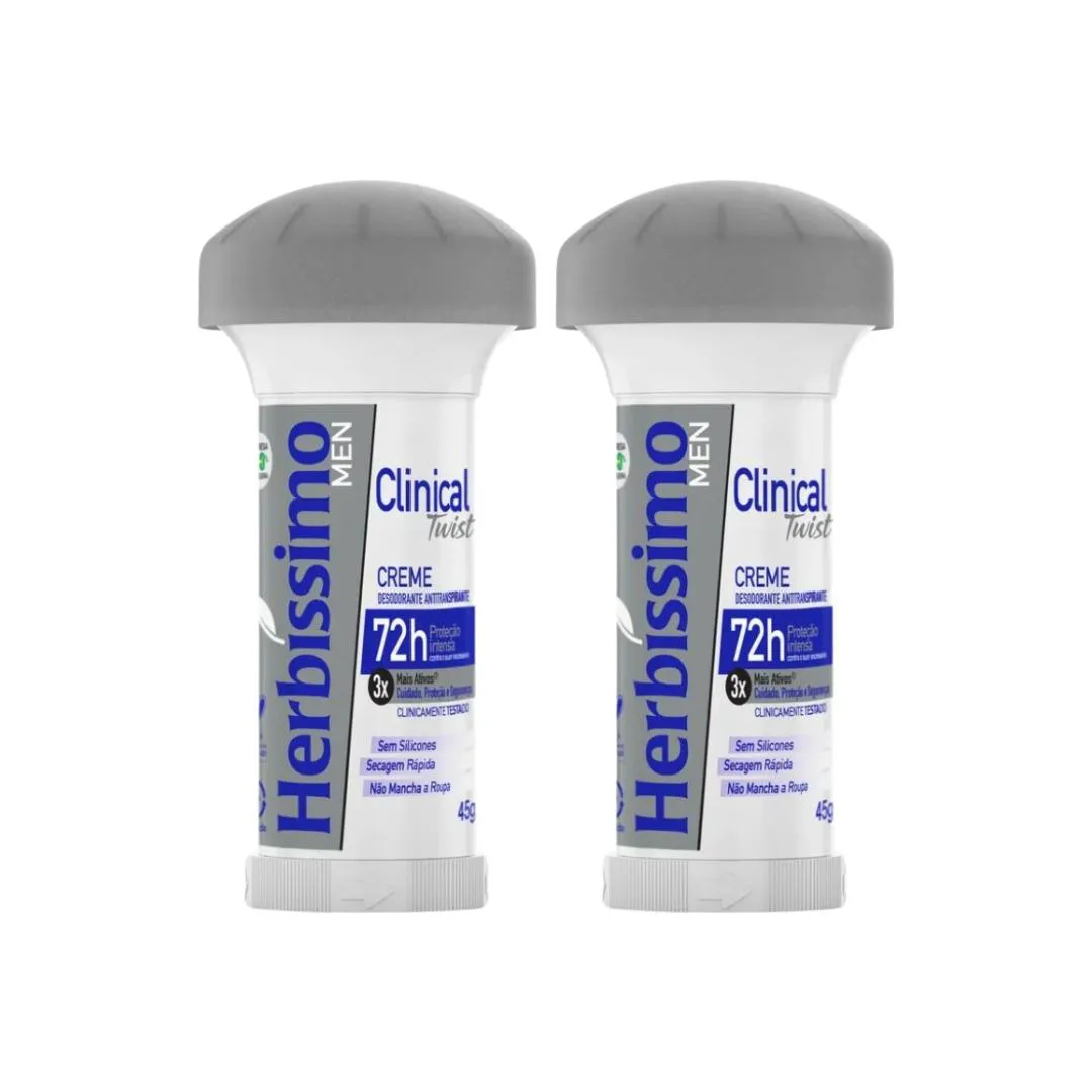 DESODORANTE HERBISSIMO STICK CREME CLINICAL MEN 45G- KIT 2UN