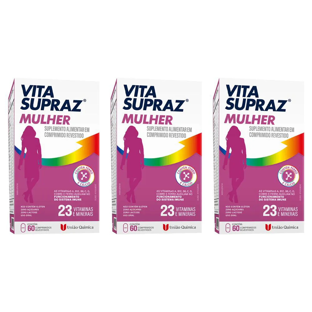 KIT 3 SUPLEMENTO VITA SUPRAZ MULHER 60CPS - UNIãO QUíMICA