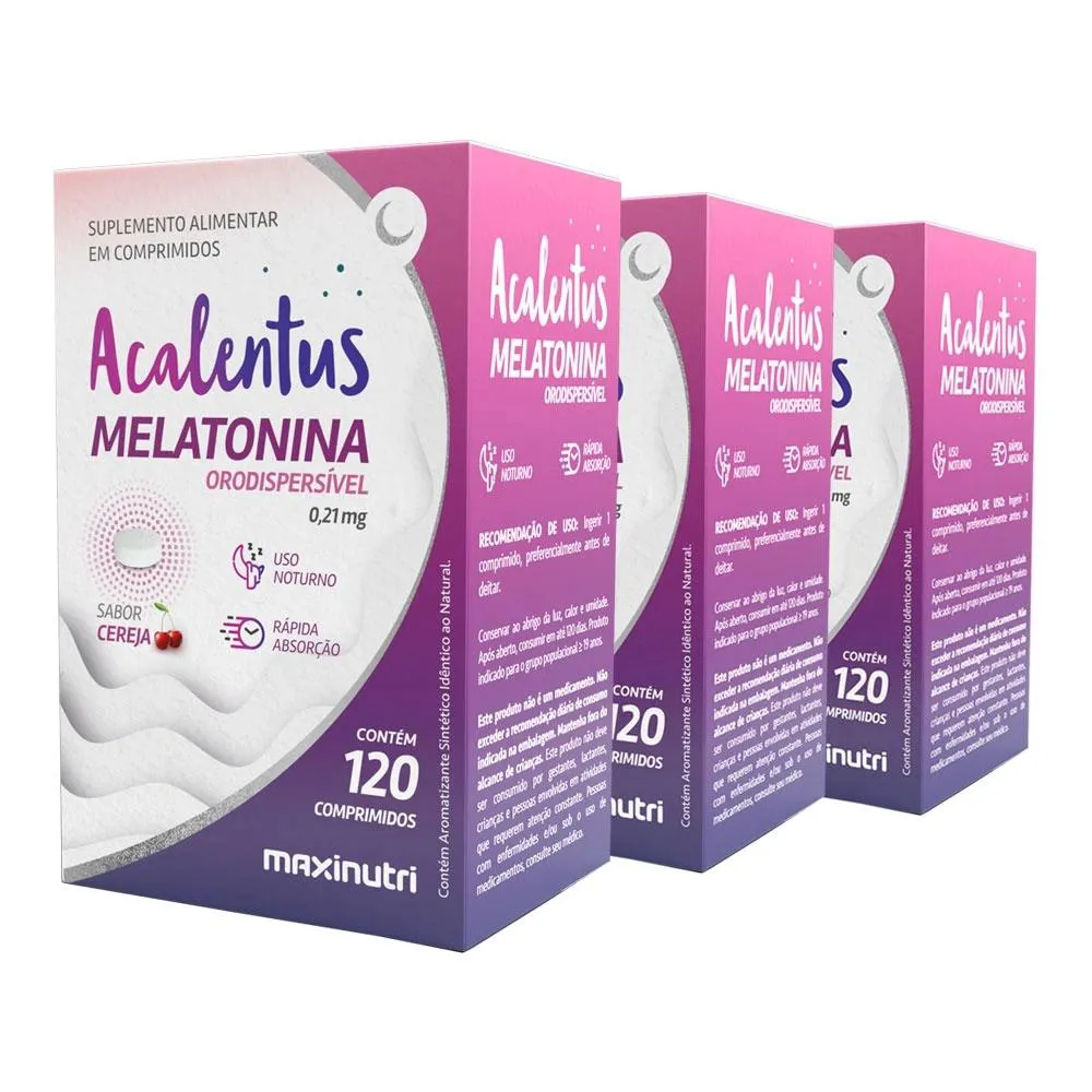 KIT 3  ACALENTUS 120 COMPRIMIDOS ORODISPERSíVEIS - MAXINUTRI