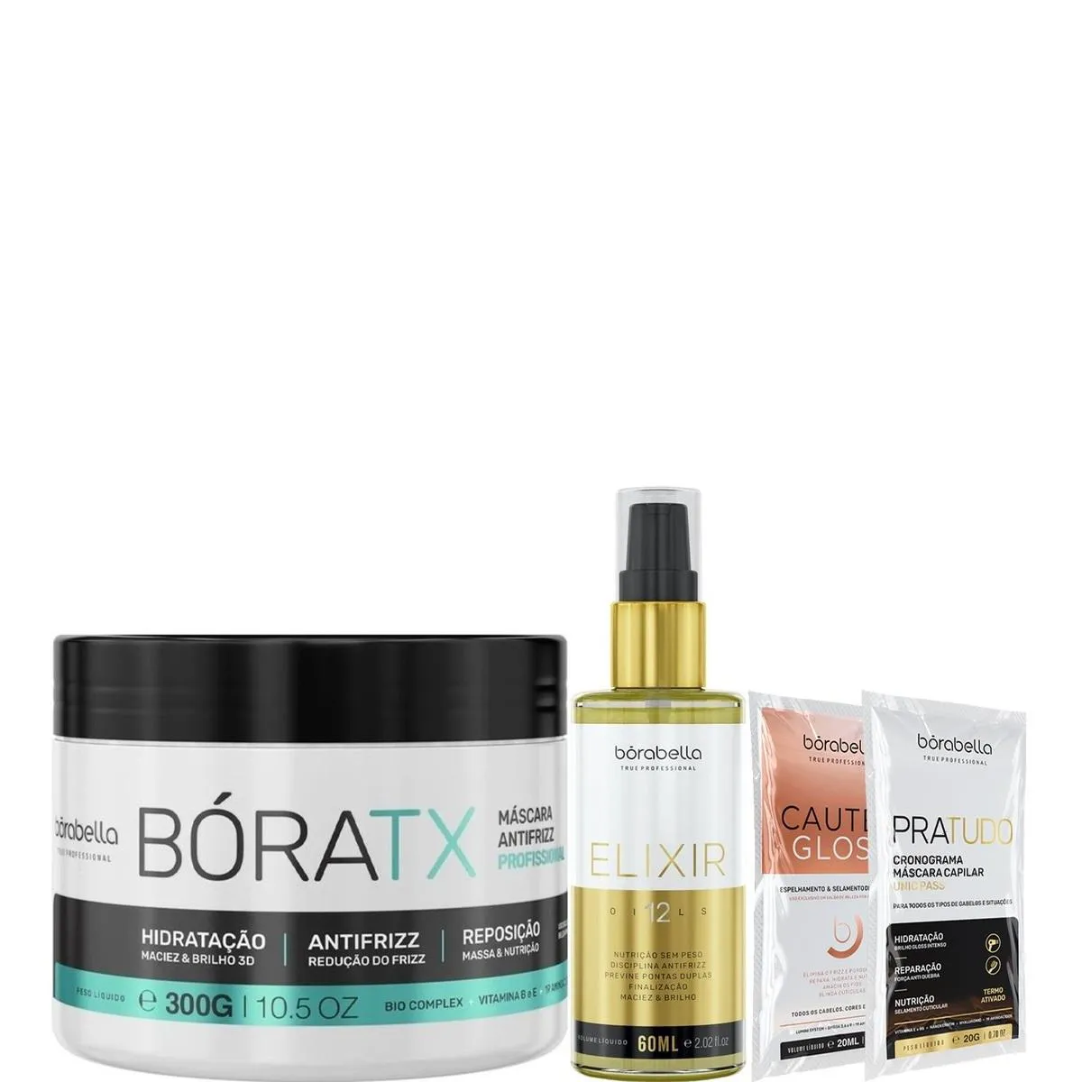 BóRATX BORABELLA 300G + ELIXIR 12 ÓLEOS REPARADOR 60ML