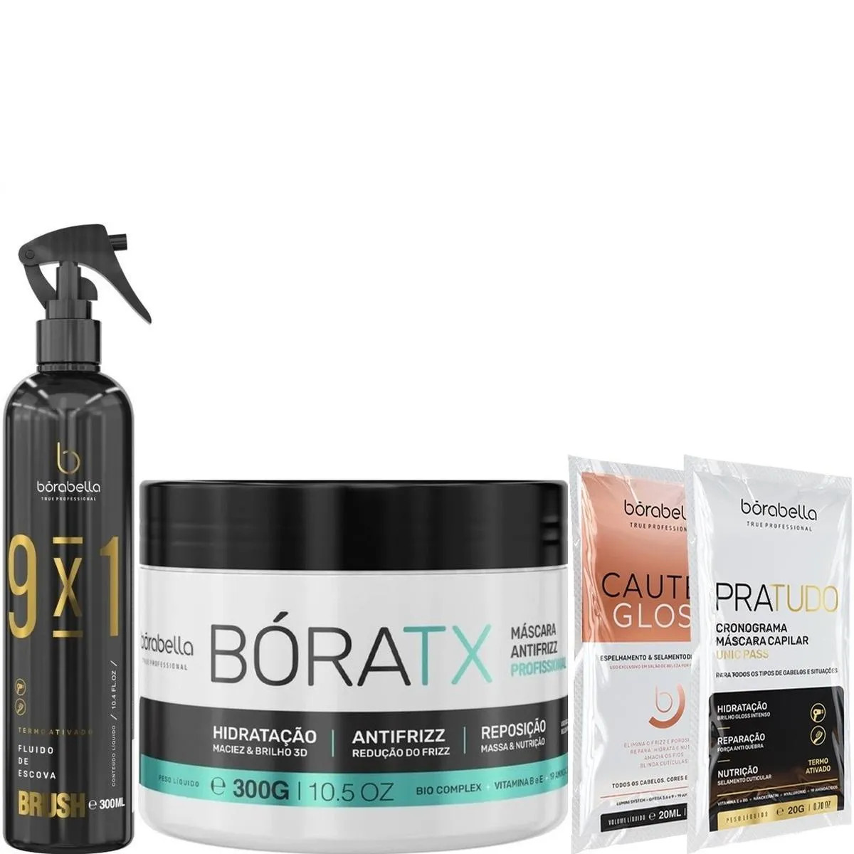 BORABELLA FLUIDO ESCOVA BRUSH 300ML + MáSCARA BóRATX 300G