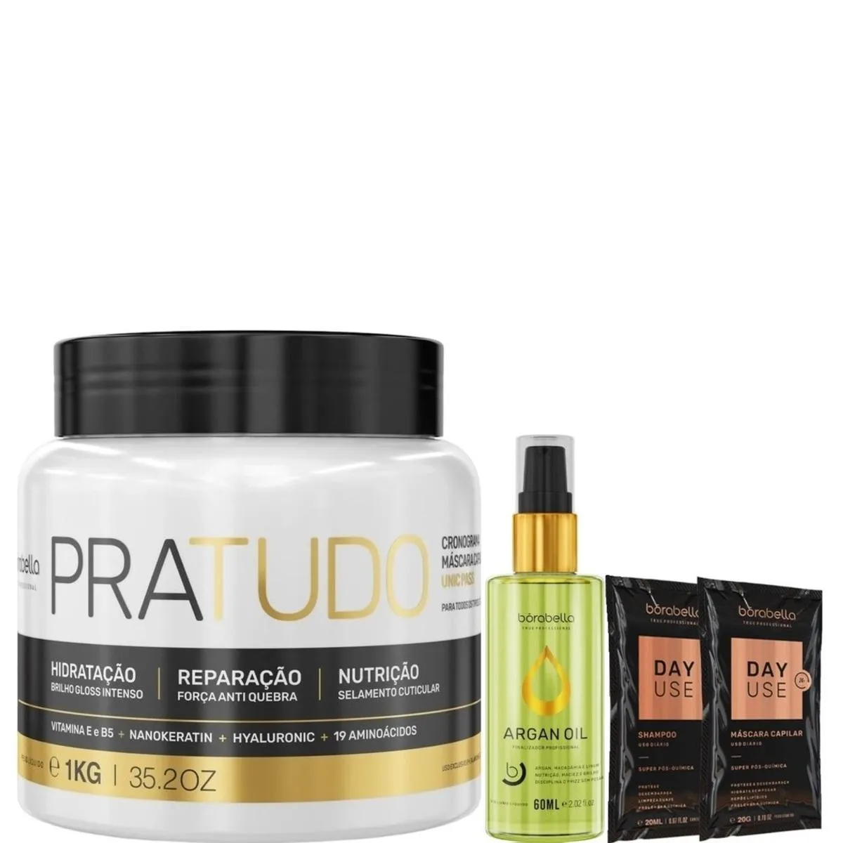 BORABELLA MáSCARA PRATUDO 1KG + ÓLEO DE ARGAN 60ML