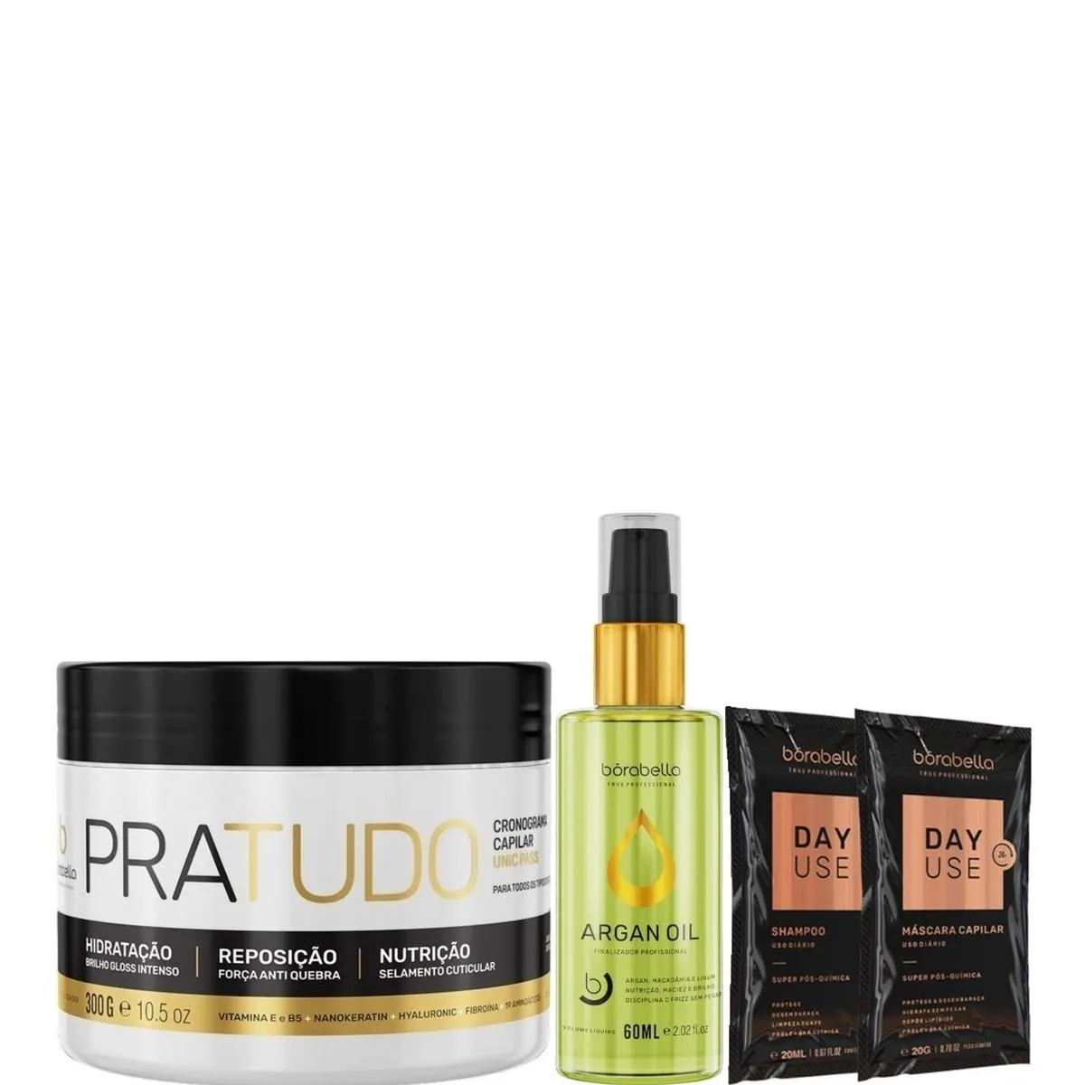 BORABELLA MáSCARA PRATUDO 300G + ÓLEO DE ARGAN 60ML