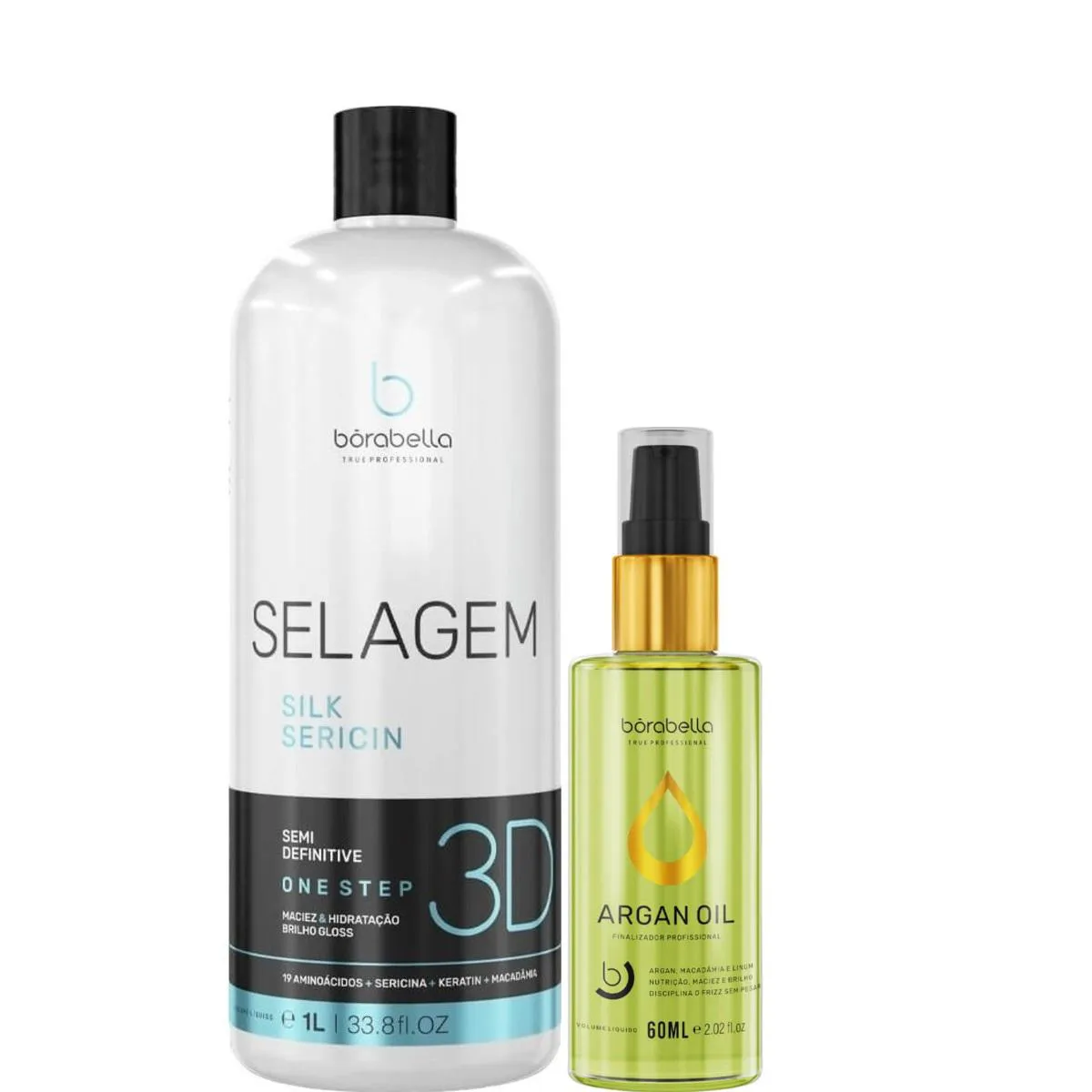 BORABELLA SELAGEM 3D 1 LITRO + ÓLEO DE ARGAN 60ML