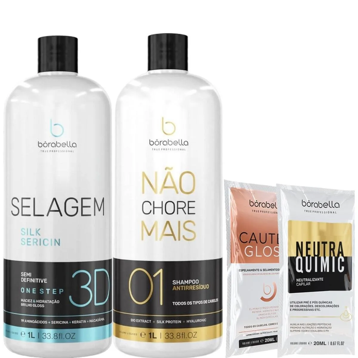 BORABELLA SELAGEM 3D SEMI DEFINITIVA + SHAMPOO 2X1L + SACHêS