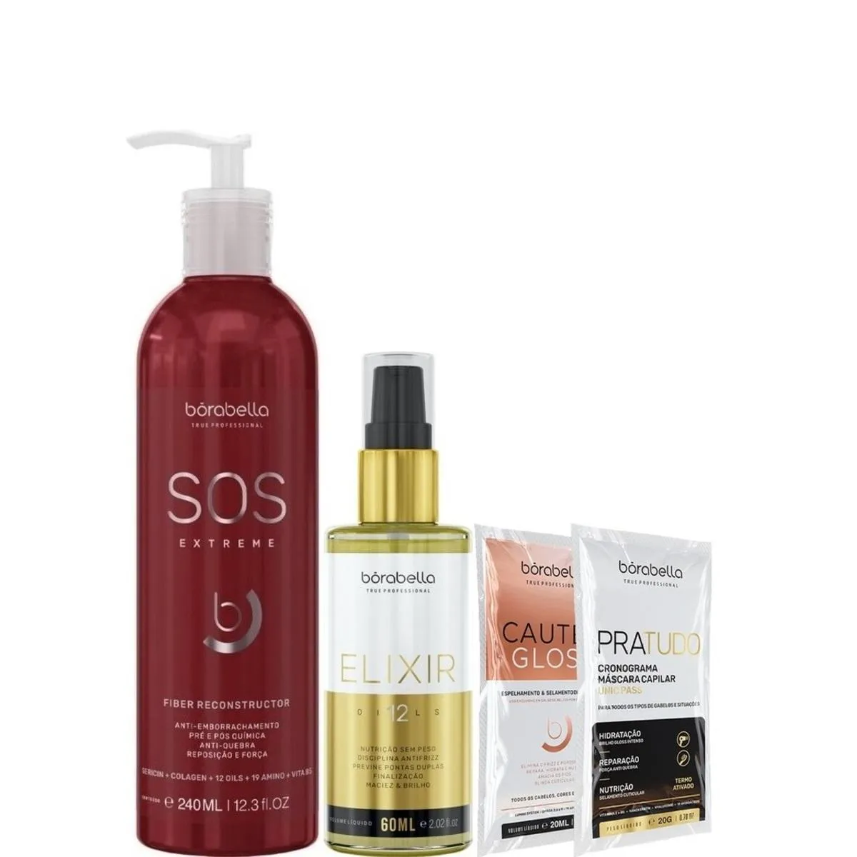 BORABELLA SOS EXTREME RECONSTRUTOR + ELIXIR 12 ÓLEOS 60ML