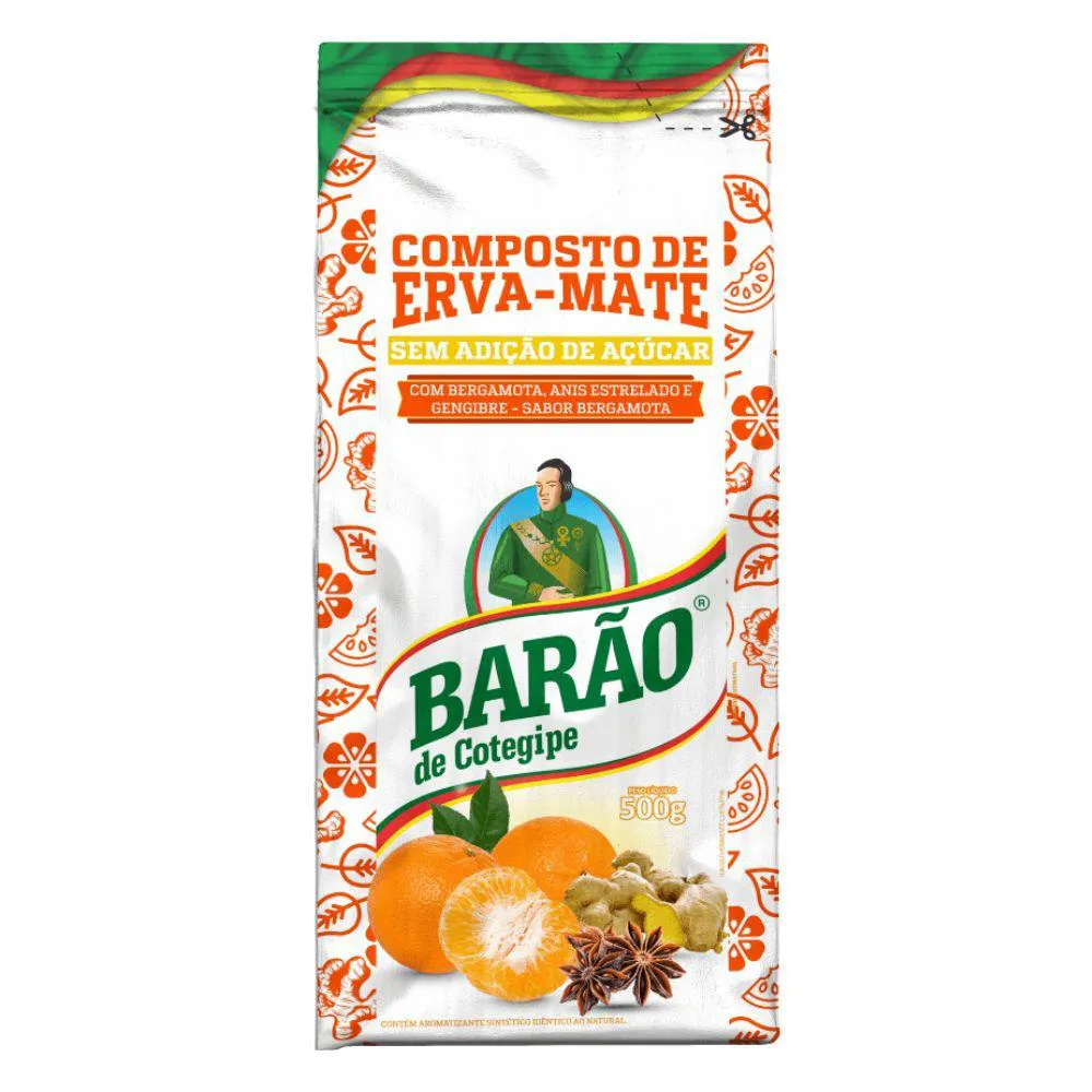 COMPOSTO ERVA MATE COM BERGAMOTA ANIS ESTRELADO E GENGIBRE 500G BARãO DE COTEGIPE