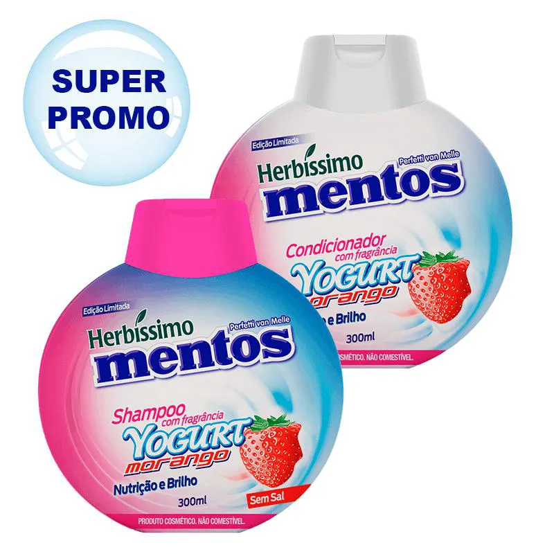 KIT HERBISSIMO MENTOS SHAMPOO E CONDICIONADOR YOGURT MORANGO