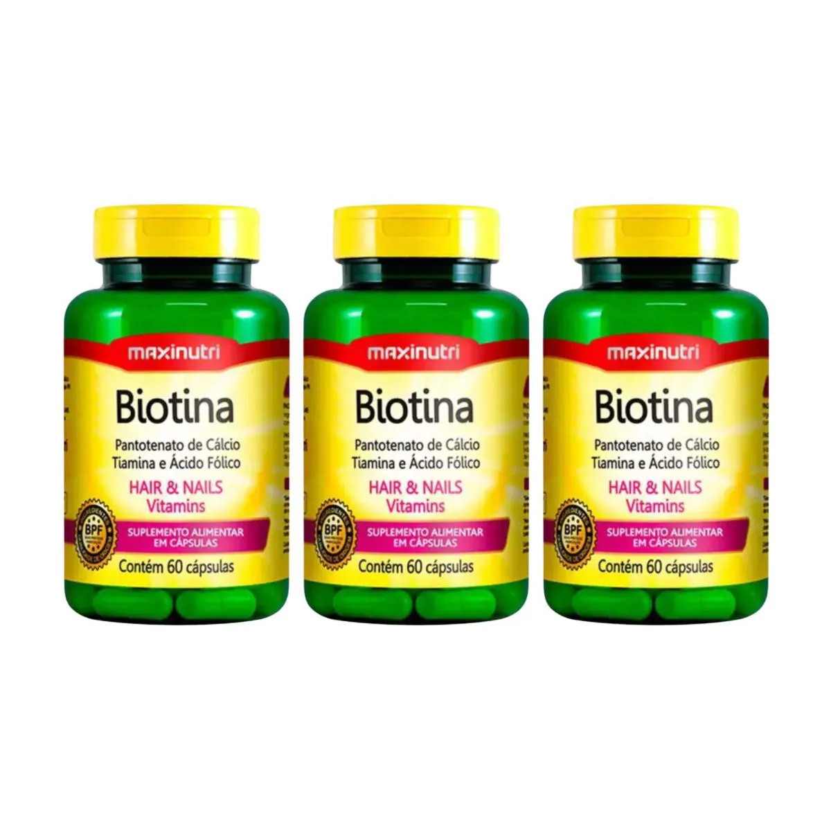 KIT C3 BIOTINA FORçA VITALIDADE CABELOS E UNHAS - MAXINUTRI