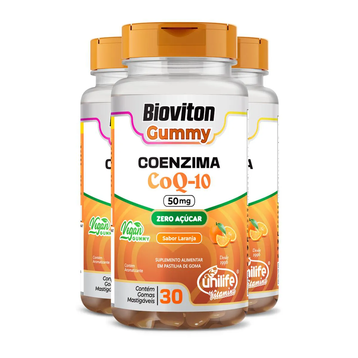 KIT 3 GUMMY COENZIMA Q10 UNILIFE 30 GOMAS LARANJA