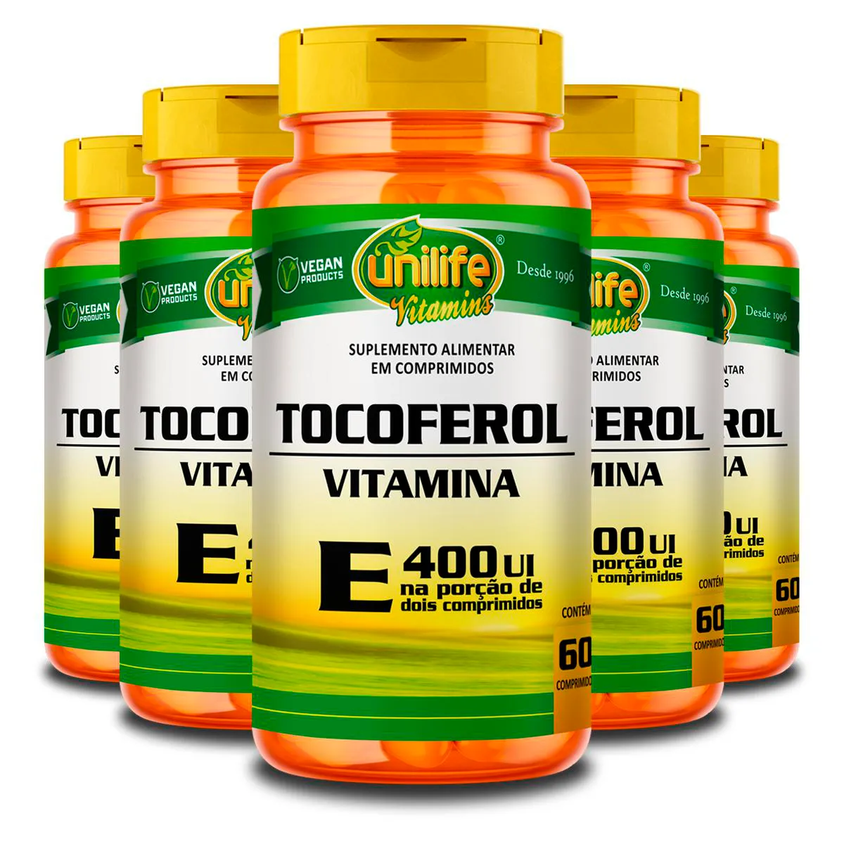 Kit 5 Vitamina E Tocoferol Unilife 60 Comprimidos
