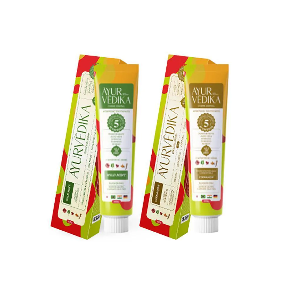 KIT CREME DENTAL AYURVéDICO SEM FLúOR: CINNAMON + WILD MINT