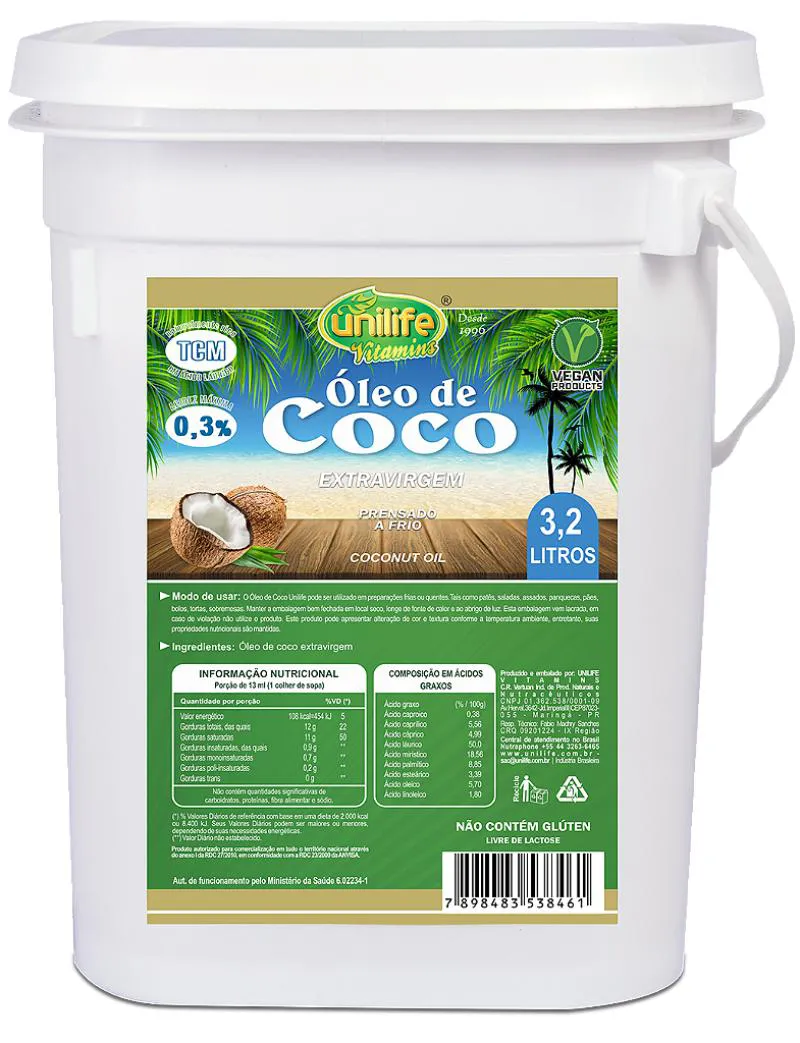 ÓLEO DE COCO - EXTRA VIRGEM 3,2 LITROS
