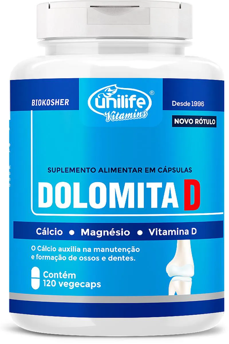 DOLOMITA D - CáLCIO, MAGNéSIO E VITAMINA D - 120 CáPS