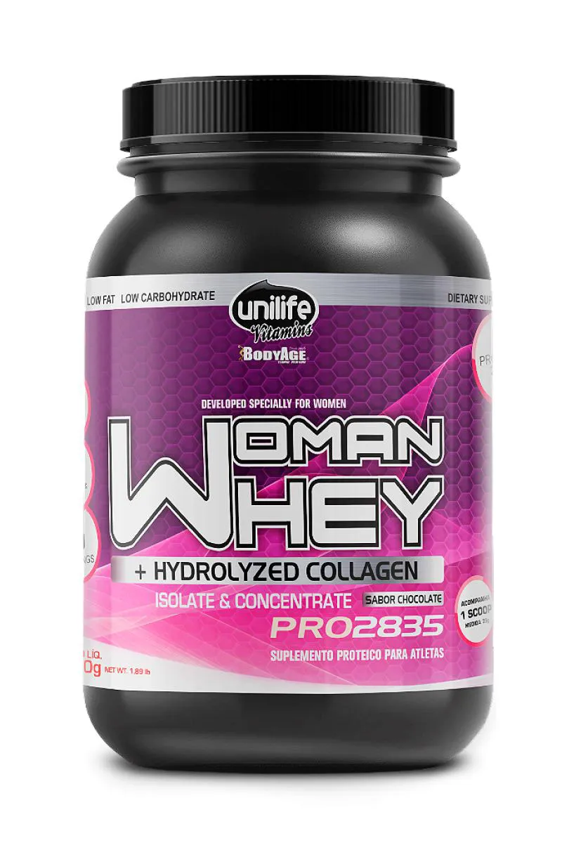 WHEY WOMAN - PROTEíNA ISOLADA E CONCENTRADA COM COLáGENO - SABOR CHOCOLATE