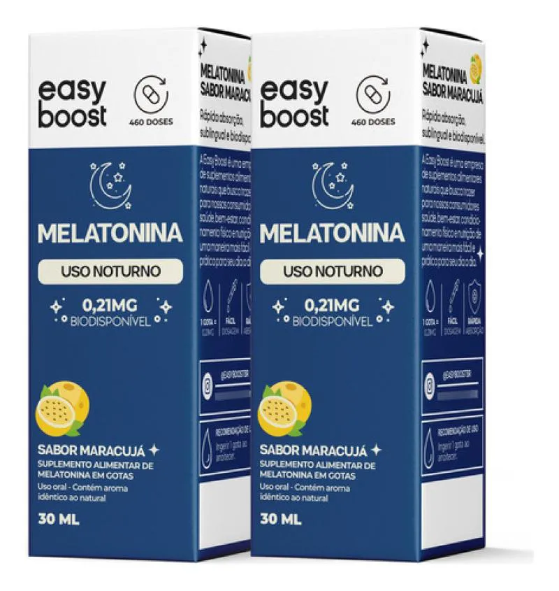 MELATONINA GOTAS SUBLINGUAL EASY BOOST MARACUJá 60ML KIT 2X