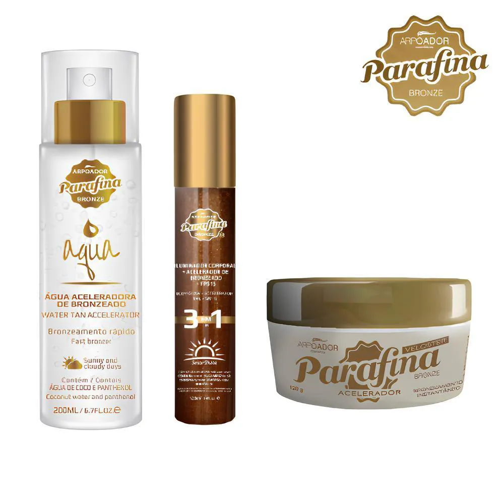 KIT PARAFINA BRONZE VELOSTER + SOLAR SHINE +AQUA ACELERADORA